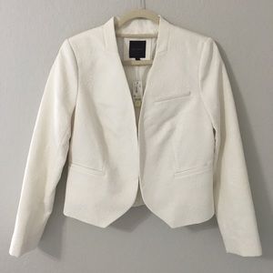 NWT Limited White Self-Brocade Open Jacket Sz M